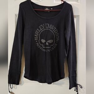 Harley-Davidson Black Skull Graphic Thermal Top
